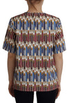 Dolce & Gabbana White Pencil Print Cotton T-shirt Blouse
