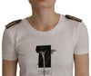 Dolce & Gabbana White Black Roses Crewneck CottonT-shirt