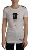 Dolce & Gabbana White Black Roses Crewneck CottonT-shirt