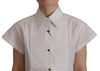 Dolce & Gabbana White Sleeveless Tuxedo Formal Blouse Top