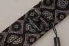 Dolce & Gabbana Black White Square Geometric Print Adjustable Accessory Tie