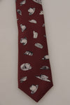 Dolce & Gabbana Maroon Hat Pattern 100% Silk Adjustable Accessory Tie