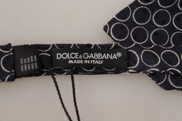 Dolce & Gabbana Black White Round 100% Silk Neck PapillonTie