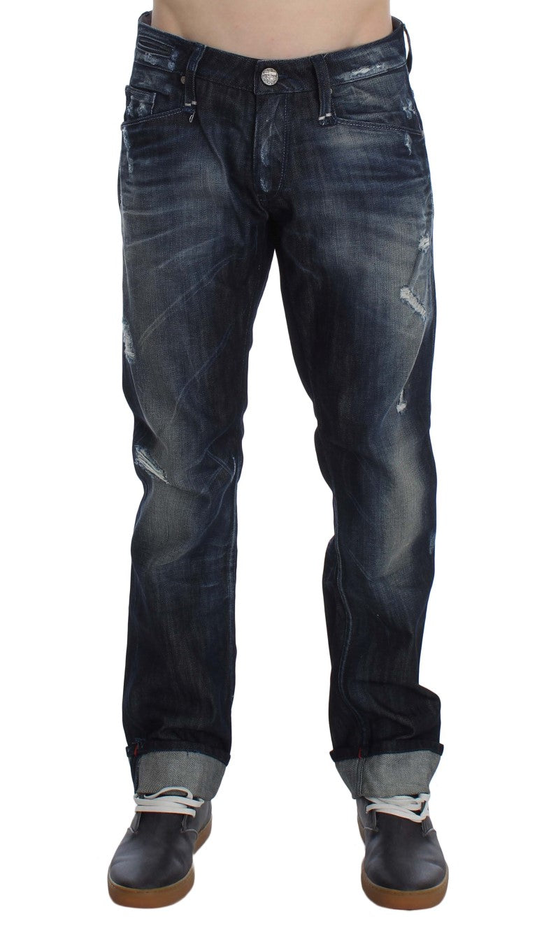 Acht Blue Cotton Regular Straight Fit Jeans