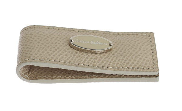 Dolce & Gabbana Beige Leather Magnet Money Clip