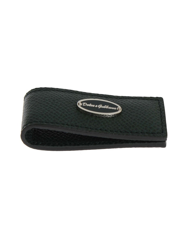 Dolce & Gabbana Green Leather Magnet Money Clip