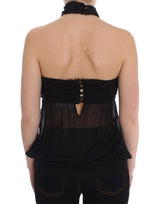 Exte Black Neck Wrap Top Blouse