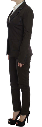 Exte Brown Stretch Two Button Suit