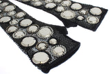 Dolce & Gabbana Black Cashmere Sequined Finger Less Gloves