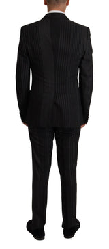 Dolce & Gabbana Black Stripes Rayon Formal 2 Piece Suit