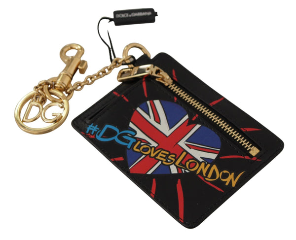 حامل بطاقات وحافظة عملات معدنية من دولتشي آند غابانا، جلد أسود، #DGLovesLondon