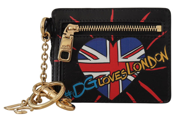 حامل بطاقات وحافظة عملات معدنية من دولتشي آند غابانا، جلد أسود، #DGLovesLondon