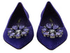 Dolce & Gabbana Purple Suede Crystals Loafers Flats Shoes