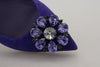 Dolce & Gabbana Purple Suede Crystals Loafers Flats Shoes