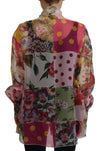 Dolce & Gabbana Multicolor Ascot Collar Patchwork Blouse Top