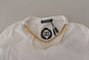 Dolce & Gabbana White Necklace Embellished Neckline T-shirt Top