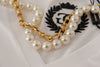 Dolce & Gabbana White Necklace Embellished Neckline T-shirt Top