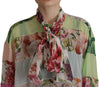 Dolce & Gabbana MulticolorFloral Patchwork Design Ascot Collar Top Blouse