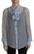 Dolce & Gabbana Light Blue Silk Ascot Collar Long Sleeves Top