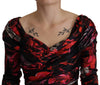 Dolce & Gabbana Black Floral Roses A-Line Sheath Gown Dress