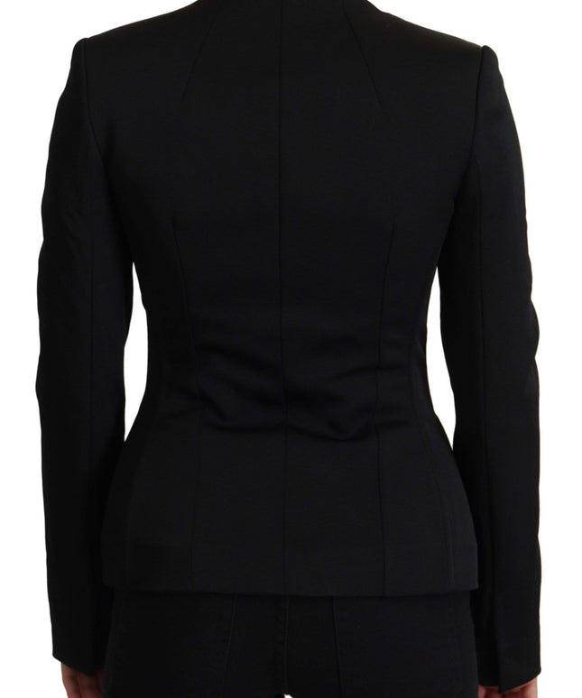 Dolce & Gabbana Black Slim Fit Long Sleeves Snap Jacket