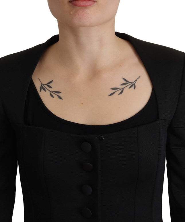 Dolce & Gabbana Black Slim Fit Long Sleeves Snap Jacket