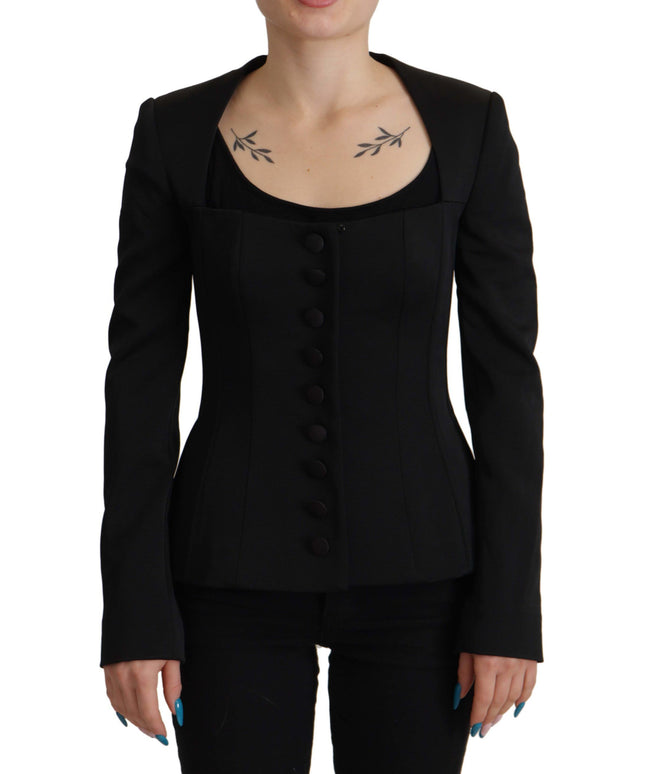 Dolce & Gabbana Black Slim Fit Long Sleeves Snap Jacket