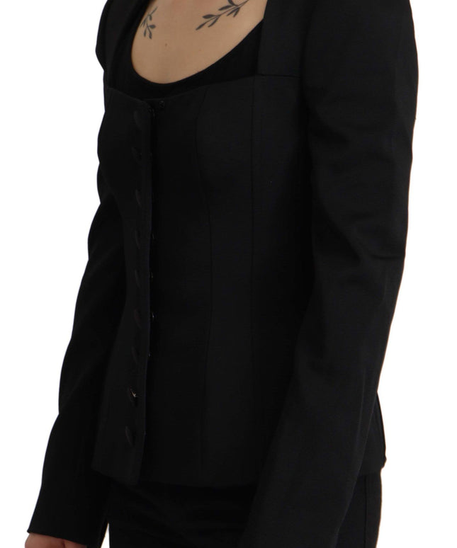 Dolce & Gabbana Black Slim Fit Long Sleeves Snap Jacket