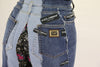 Dolce & Gabbana Multicolor Patchwork DG Fashion Wide Leg Denim Pant