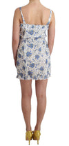 فستان شاطئ قصير مزين بالزهور باللون الأزرق من Ermanno Scervino Beachwear
