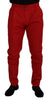Dolce & Gabbana Red Cotton Slim Fit Trousers Chinos Pants