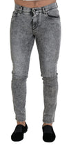 بنطلون جينز دولتشي آند غابانا رمادي بقصّة Slim Fit Wash Stretch Cotton Denim