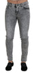 بنطلون جينز دولتشي آند غابانا رمادي بقصّة Slim Fit Wash Stretch Cotton Denim