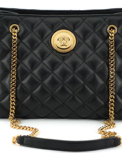 Versace Elegant Quilted Nappa Leather Tote Bag