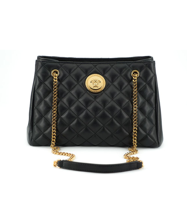 Versace Elegant Quilted Nappa Leather Tote Bag