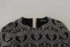Dolce & Gabbana Black Gray Jacquard Sheath Bodycon Dress