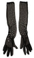 Dolce & Gabbana Black Crystal Elbow Length Cotton Tulle Gloves