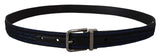 Dolce & Gabbana Blue Jacquard Stripe Silver Buckle Belt