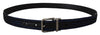Dolce & Gabbana Blue Jacquard Stripe Silver Buckle Belt