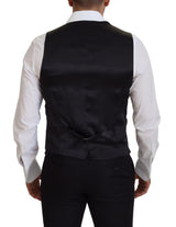 Dolce & Gabbana Black Virgin Wool Waistcoat Formal Dress Vest