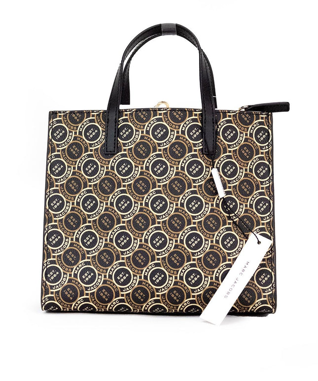 Marc Jacobs Mini Grind Signet Printed Leather Crossbody Tote Handbag Purse