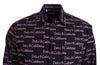 Dolce & Gabbana Black Purple Logo Slim Dress Formal Shirt