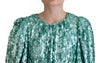 Dolce & Gabbana Blue Sequined Pleated Aline Midi Nylon Dress