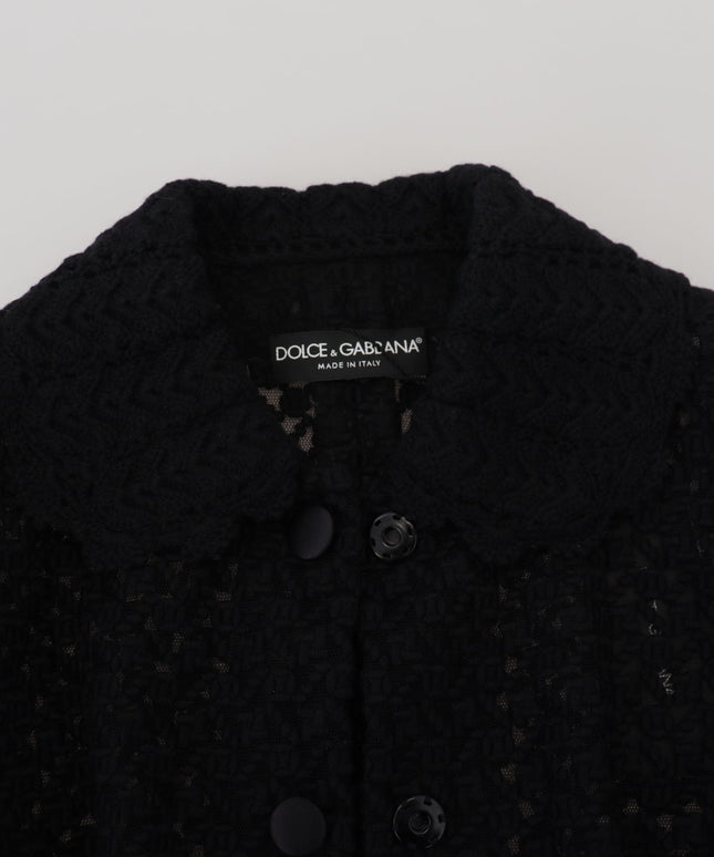 Dolce & Gabbana Black Wool Knitted Button Down Collar Jacket