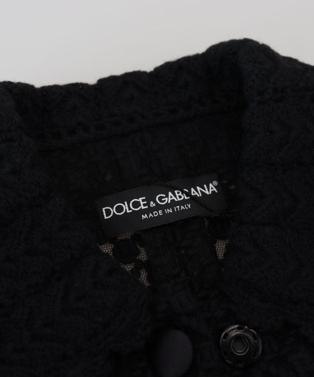 Dolce & Gabbana Black Wool Knitted Button Down Collar Jacket