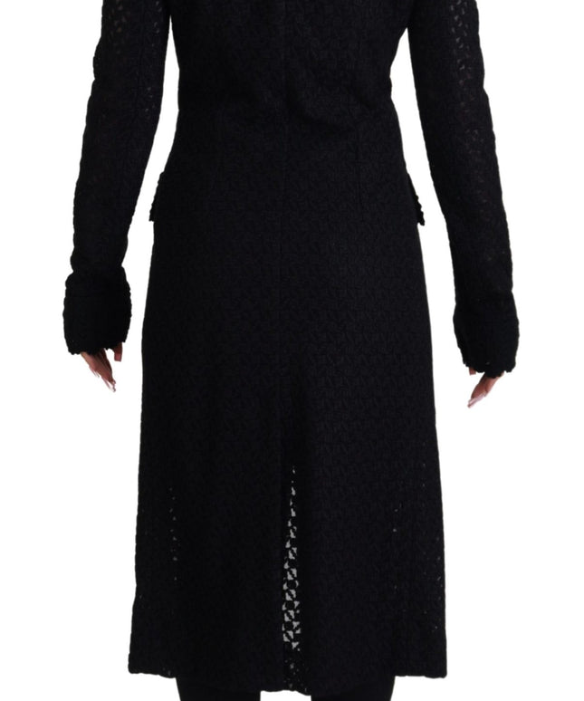 Dolce & Gabbana Black Button Down Long Blazer Cotton Jacket