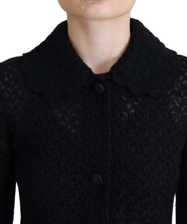 Dolce & Gabbana Black Button Down Long Blazer Cotton Jacket