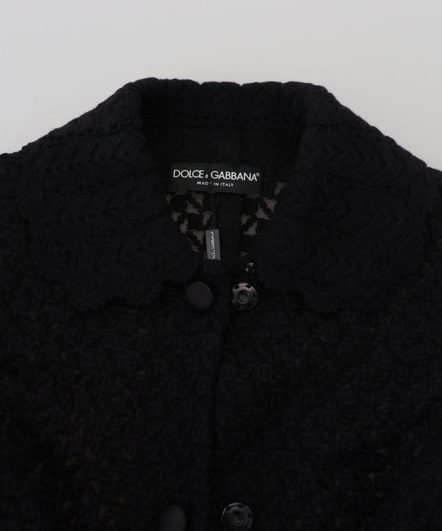 Dolce & Gabbana Black Button Down Long Blazer Cotton Jacket