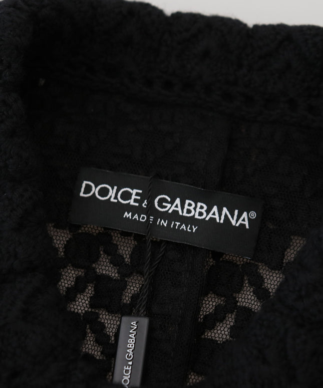 Dolce & Gabbana Black Button Down Long Blazer Cotton Jacket