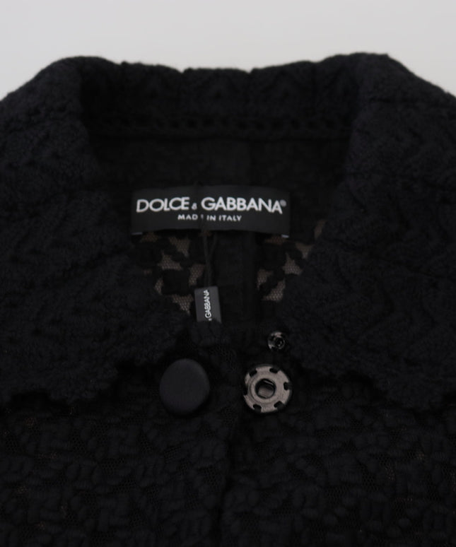 Dolce & Gabbana Black Button Down Long Blazer Cotton Jacket